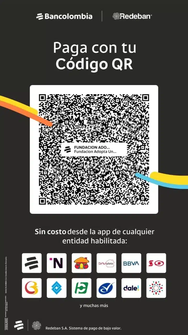QR BANCOLOMBIA Fundación Adopta un buen Amigo Chan